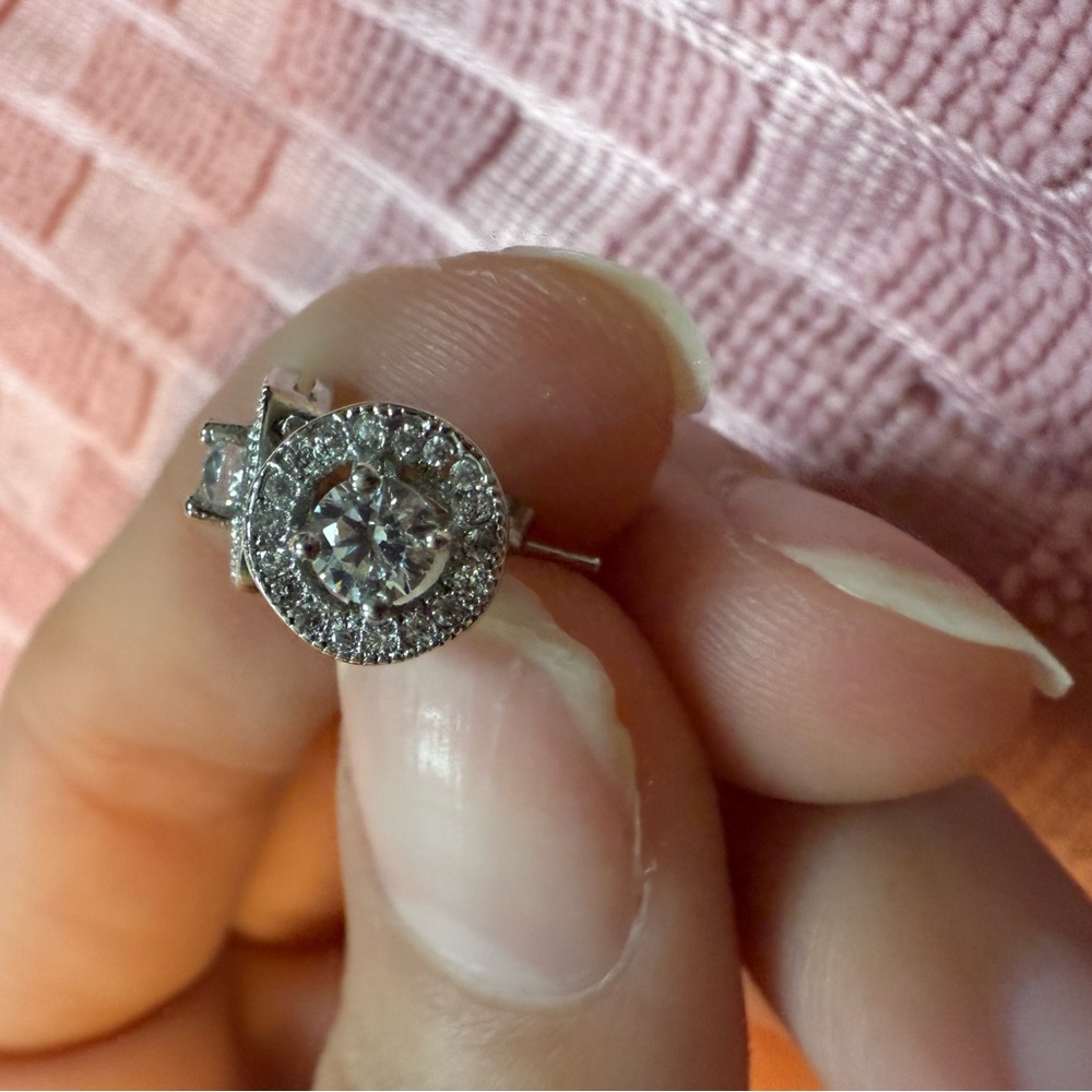 Solid 925 Sterling Silver Dazzling White Cubic Zi… - image 2